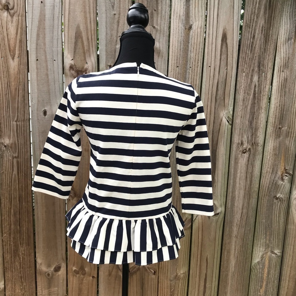 J Crew asymmetrical ruffle striped top size XS T93 - Picture 5 of 8